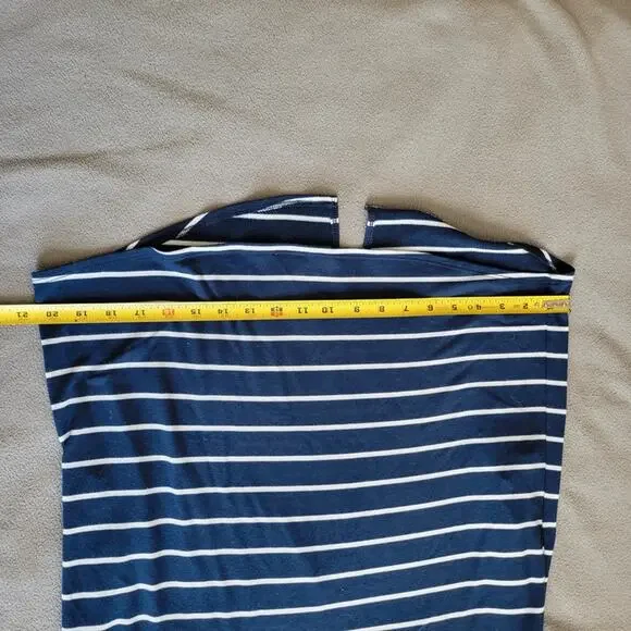 ST JOHNS BAY Shirt Dress Women Medium Blue White Striped Slip On Pockets Slit - Picture 6 of 12